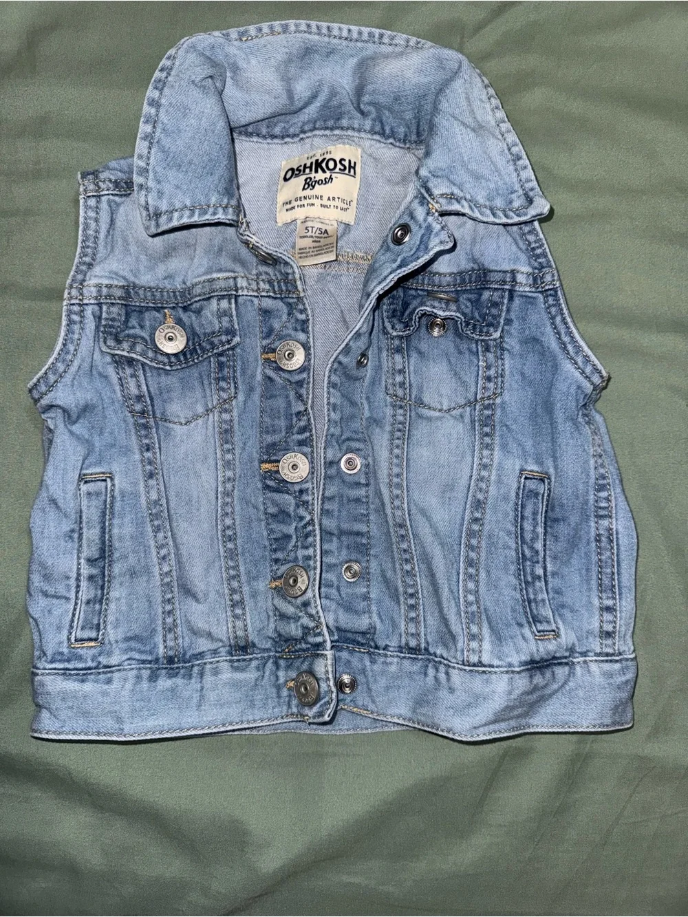 OshKosh B'gosh Light Blue Denim Vest for little girls